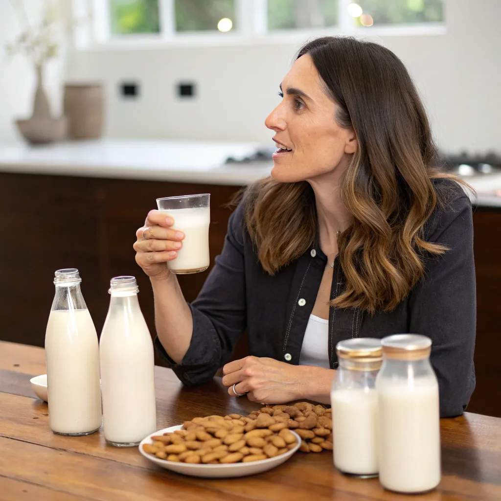 Olivia Sanders discussing plant-based milk